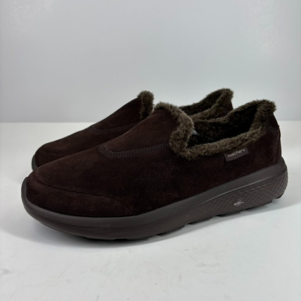 Skechers GOwalk Captivating Women's 8.5W Chocolate Suede Faux Fur Slip-On Shoes